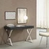 47" Gray Lacquer & Stainless X-Frame Desk With Drawers