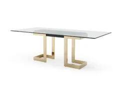 87" Glass Desk Or Conference Table With Black Lacquer & Gold Stainless Base -Home Decor Shop dt1658 blk 3 1