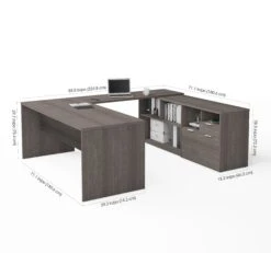 Modern U-Shaped Office Desk In Bark Gray With Credenza 5 Modern U-Shaped Office Desk In Bark Gray With Credenza -Home Decor Shop eERr4y3i32bFbRFaSDBi97UH9grwea