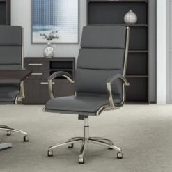 High Back Dark Gray Leather Modern Office Chair
