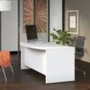 72" Modern Bow-Front Office Desk With Privacy Panel In White