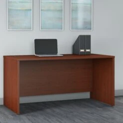 60" Mahogany Executive Desk With Wire Management