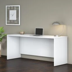 72" Premium Modern Office Desk With Privacy Panel In White