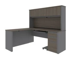 L-shaped Desk With Hutch In Modern Bark Gray And Slate -Home Decor Shop gBt01rv4Q5IVQI6X2I7F167475vPr4l8