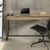 53" Oak Modern Desk With Flip Top
