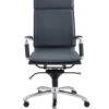 High Back Blue Leather & Chrome Modern Office Chair