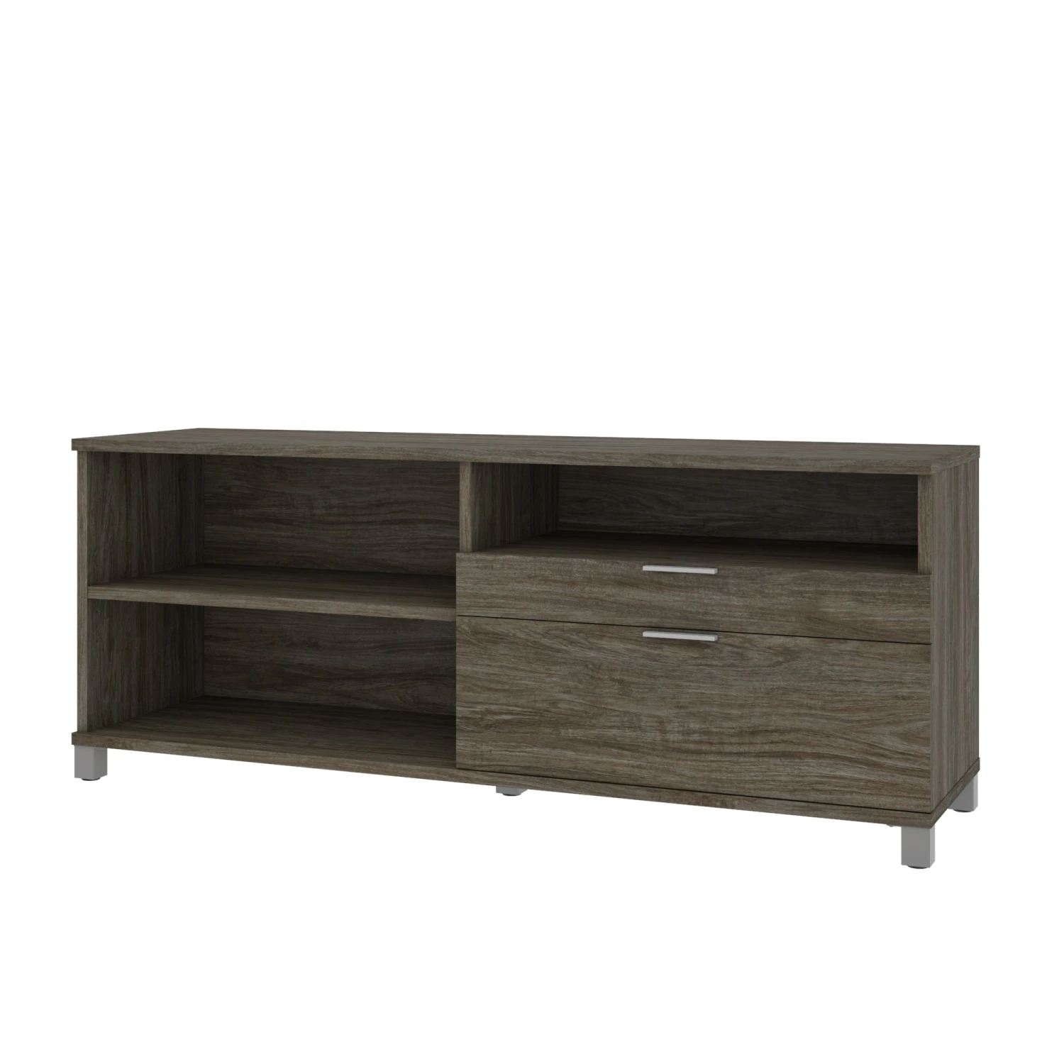 Modern 71" Credenza With File Drawer In Walnut Gray 3 Modern 71" Credenza With File Drawer In Walnut Gray - Image 3