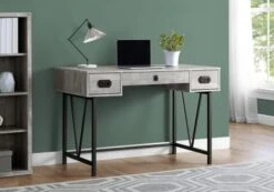 48" Gray Woodgrain Office Desk W/ V Design Base