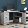 Classic Gray Woodgrain L-Shaped 60" Computer Desk