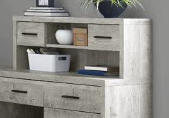 63" Gray Woodgrain L-Shaped Office Desk & Storage Area In One -Home Decor Shop i 7428 f1