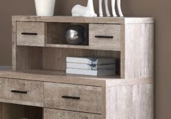 63" Taupe Woodgrain L-Shaped Office Desk & Storage Area In One -Home Decor Shop i 7429 f1
