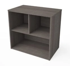 30" Small Bookcase In Bark Gray With Three Storage Compartments