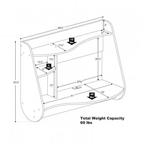Prepac Modern 42" Wide Espresso Floating Desk 3 Prepac Modern 42" Wide Espresso Floating Desk - Image 3