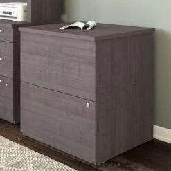 28" Lateral File With 2 Drawers In Charcoal Maple