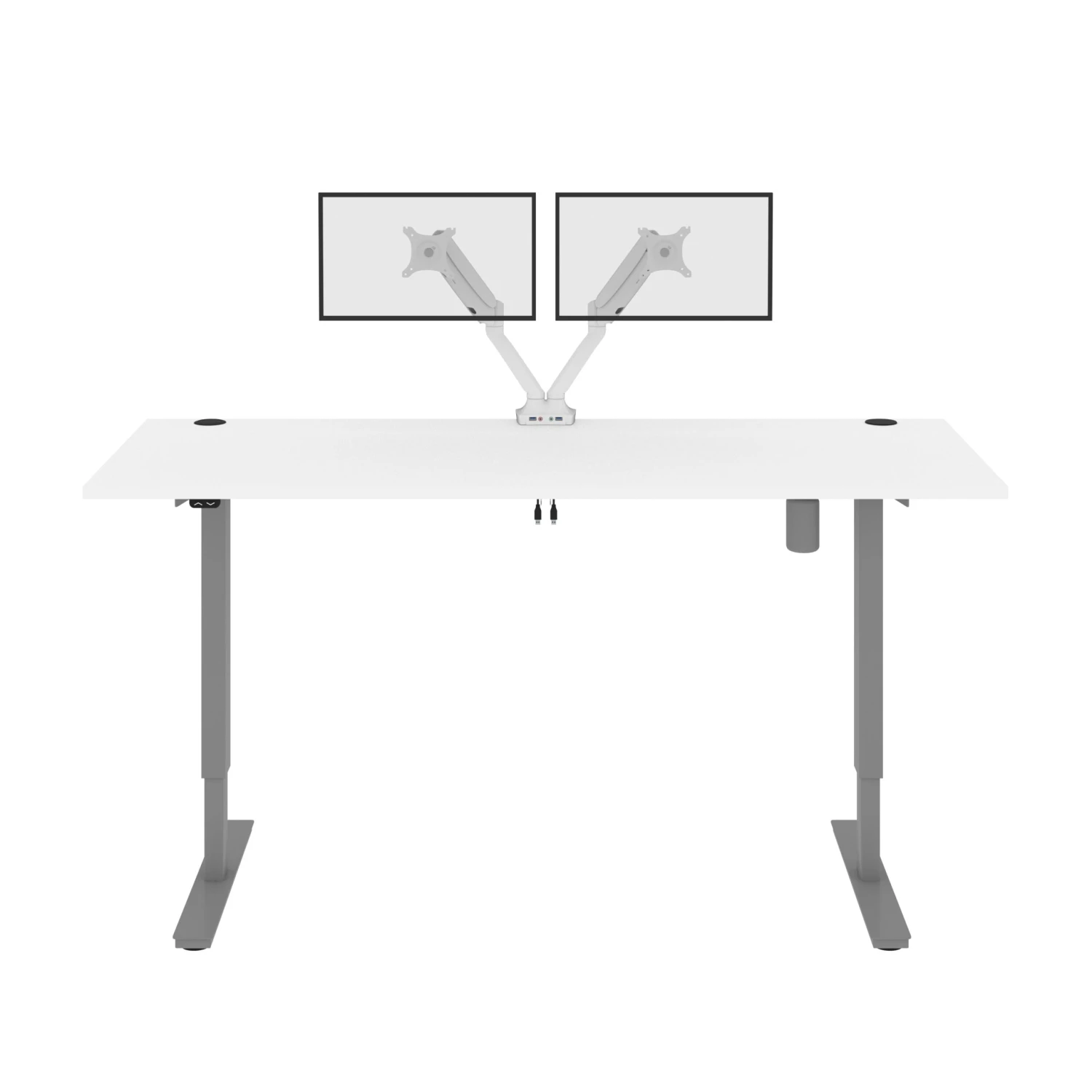 72" Dual Monitor Adjustable Desk In White 2 72" Dual Monitor Adjustable Desk In White - Image 2