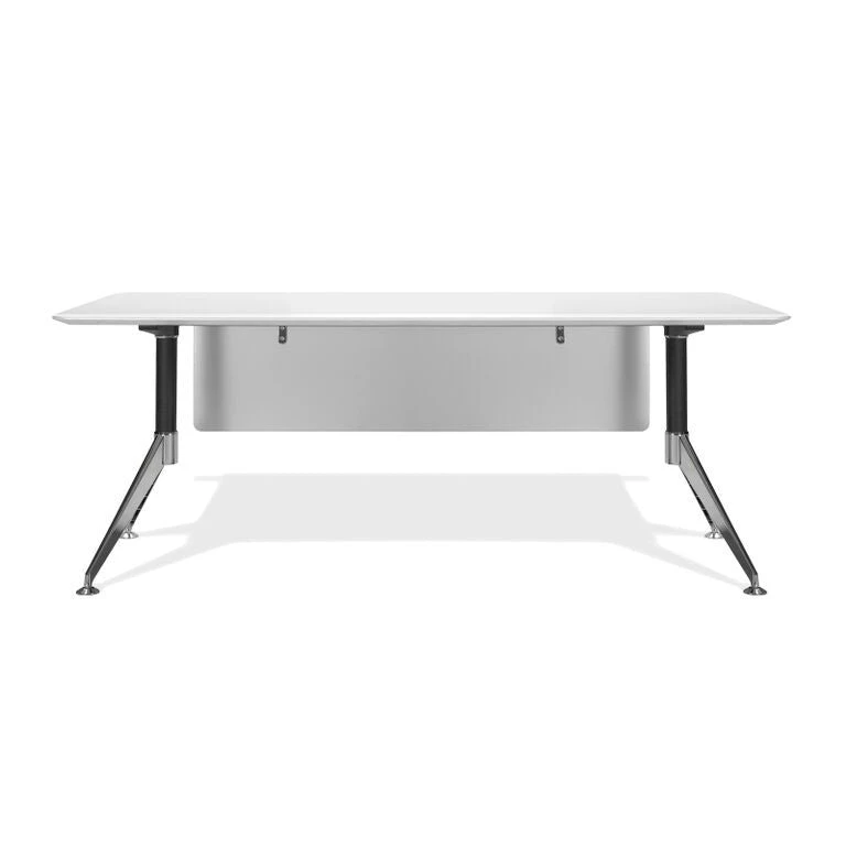 Unique Modern White Lacquer 71" Executive Office Desk With Chrome Base 1 Unique Modern White Lacquer 71" Executive Office Desk With Chrome Base