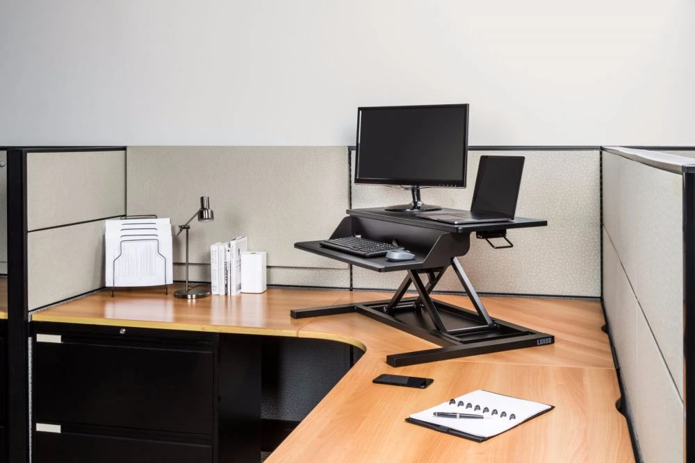 Luxor Sleek Black Desk Riser W/ Pneumatic Lift 5 Luxor Sleek Black Desk Riser W/ Pneumatic Lift - Image 5