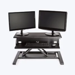 Luxor Sleek Black Desk Riser W/ Pneumatic Lift