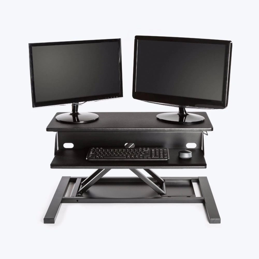 Luxor Sleek Black Desk Riser W/ Pneumatic Lift 1 Luxor Sleek Black Desk Riser W/ Pneumatic Lift