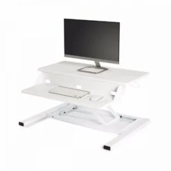 Luxor Sleek White Desk Riser W/ Pneumatic Lift