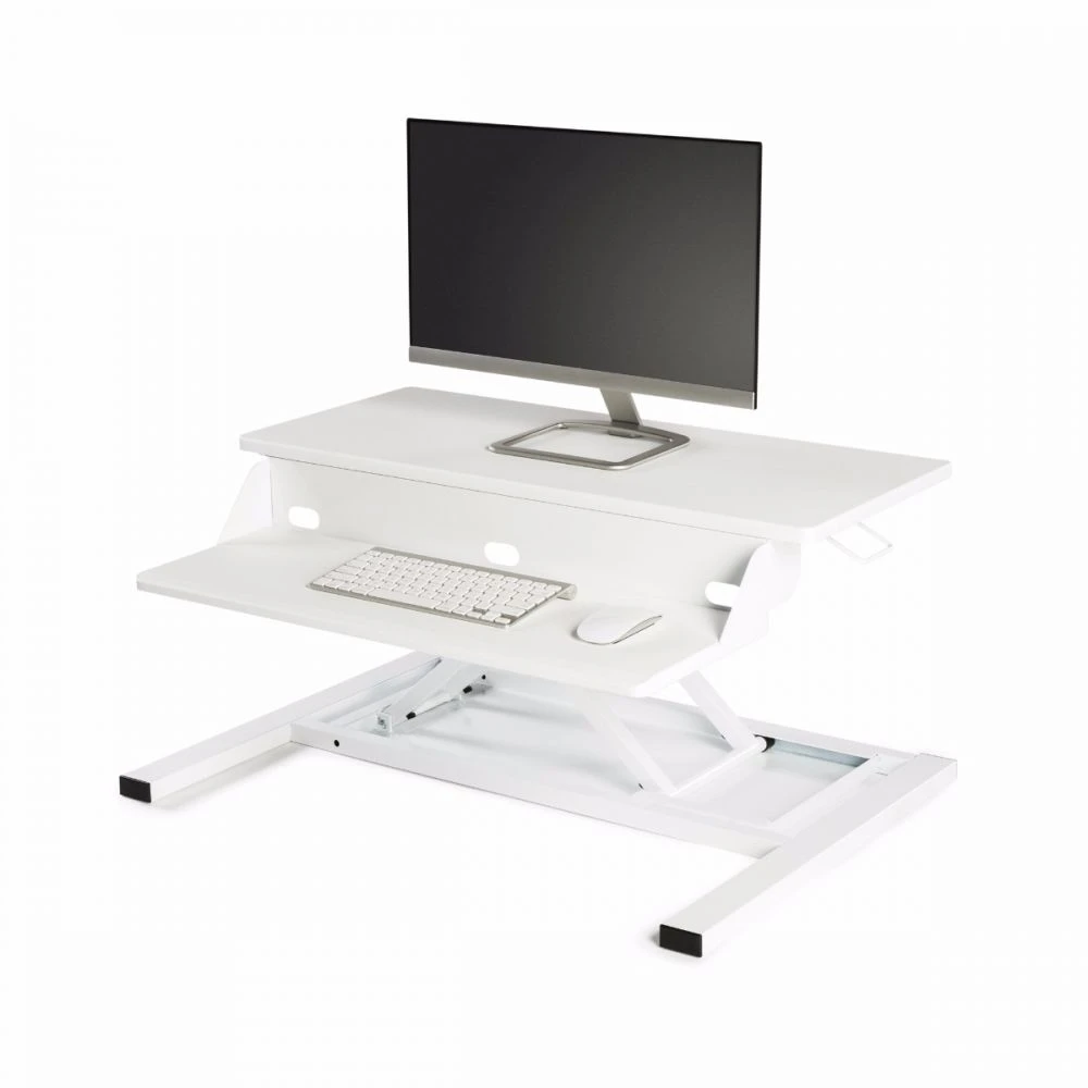 Luxor Sleek White Desk Riser W/ Pneumatic Lift 1 Luxor Sleek White Desk Riser W/ Pneumatic Lift