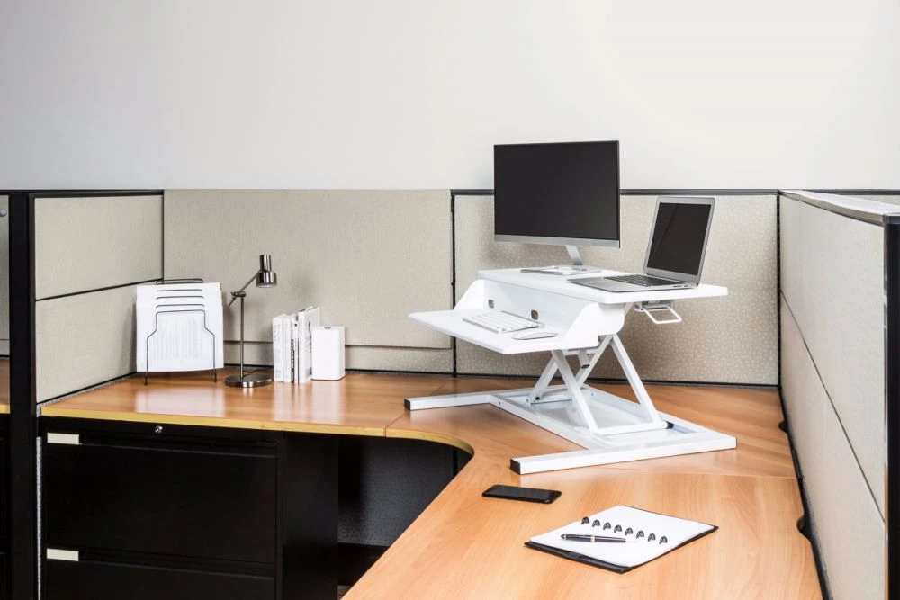Luxor Sleek White Desk Riser W/ Pneumatic Lift 4 Luxor Sleek White Desk Riser W/ Pneumatic Lift - Image 4