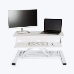 Luxor Sleek White Desk Riser W/ Pneumatic Lift 13 Luxor Sleek White Desk Riser W/ Pneumatic Lift -Home Decor Shop lvluppro32 wh level up 32 pro standing desk converter white front propped raised base