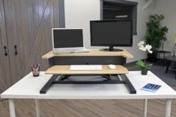 Luxor Wood Veneer Desk Riser W/ Pneumatic Lift