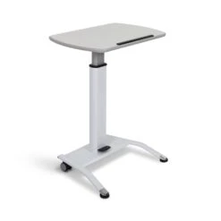 Luxor White Adjustable Lectern W/ Pneumatic Foot Pedal