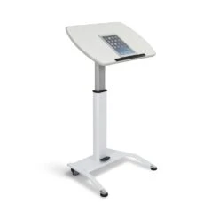 Luxor White Adjustable Lectern W/ Pneumatic Foot Pedal -Home Decor Shop lx pdj wh pneumatic height adjustable lectern white top angled propped raised 3