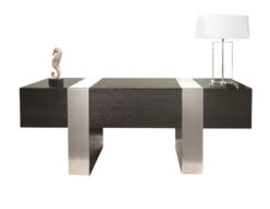 Premium Modern Executive Desk In Wenge & Brushed Aluminum Laminate -Home Decor Shop nero wenge desk back