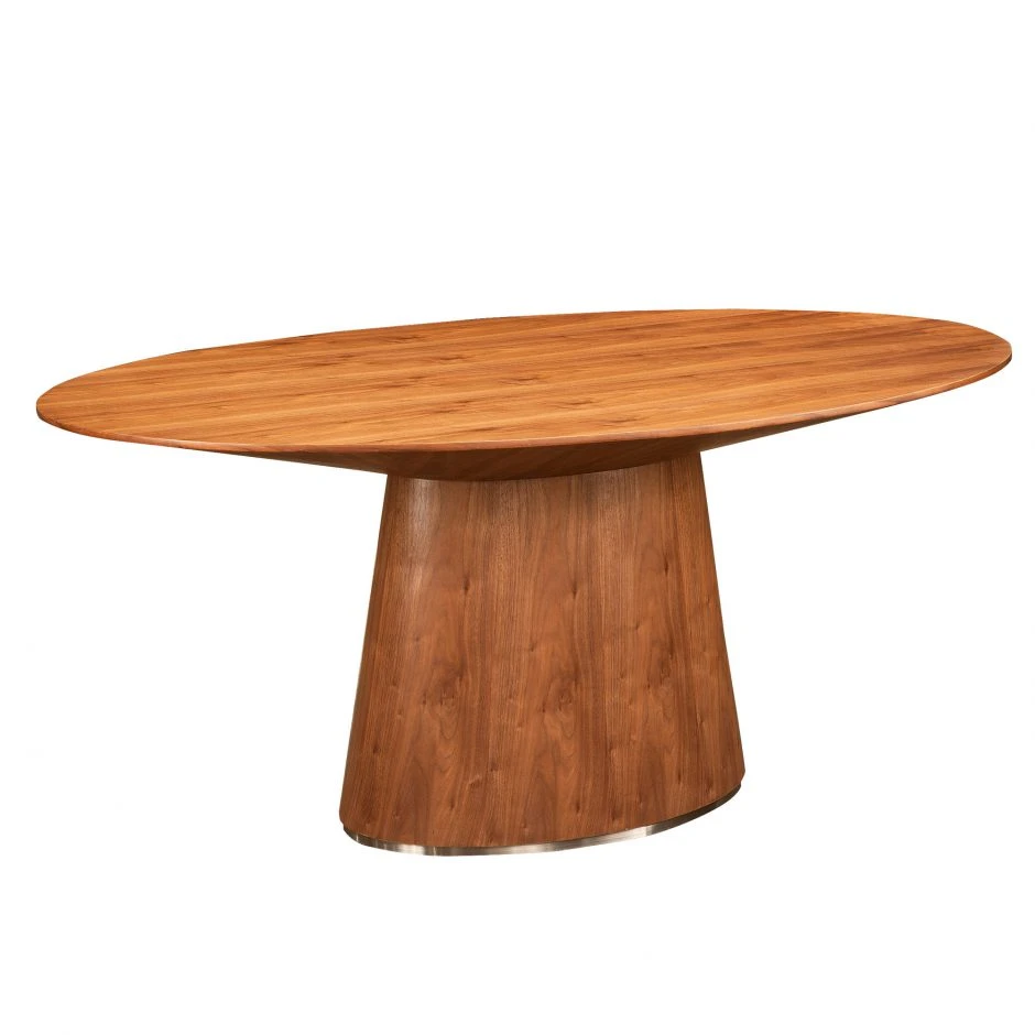 Walnut Oval Meeting Table With Wide Base 1 Walnut Oval Meeting Table With Wide Base