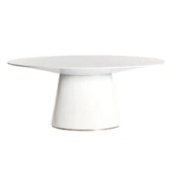White Oval Meeting Table With Wide Base