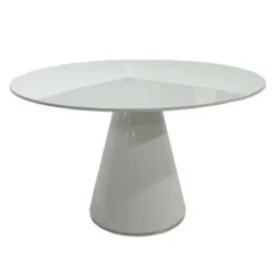47" Round White Meeting Table With Wide Base