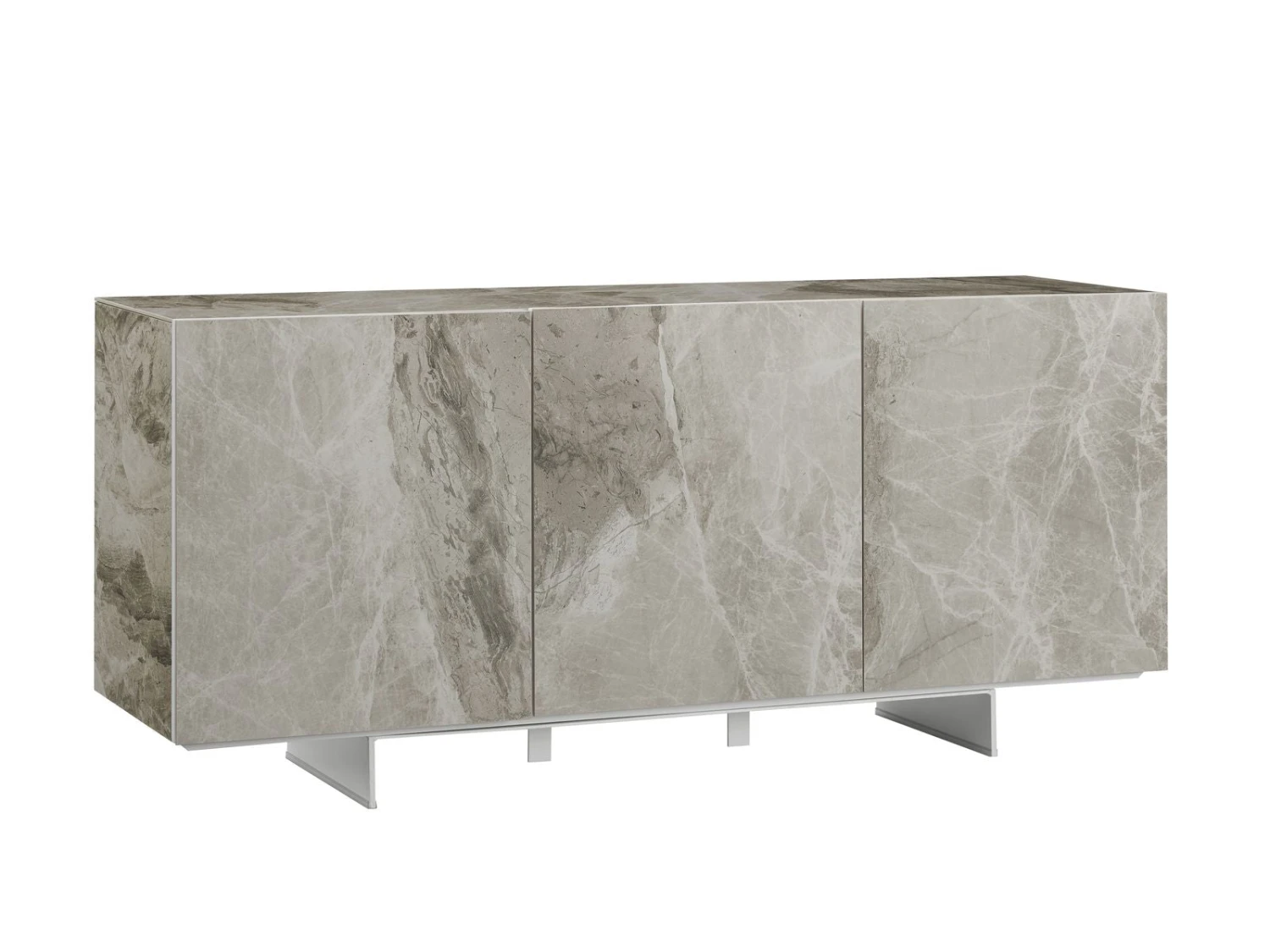 59" Gray Marbled Glass Credenza 2 59" Gray Marbled Glass Credenza - Image 2