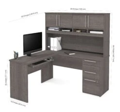 60" L-Shaped Desk With Hutch And Extra Storage In Bark Gray -Home Decor Shop pc4HY7eiRoss38e60JN4N9Q5daGqxa