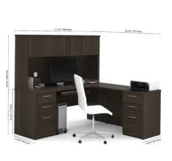 71" Dark Chocolate L-Shaped Double Pedestal Desk With Hutch -Home Decor Shop ph9e1uH8Kvw0p4k542VMF1xJkK00JT