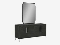 71" Gray Woodgrain Elegant Credenza With Mirror