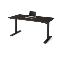 Black 60" Office Desk With Electronic Height Adjustment From 28 - 45"