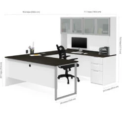 Modern U-shaped Desk With Hutch In White & Deep Gray -Home Decor Shop produit pro concept plus 110890 7