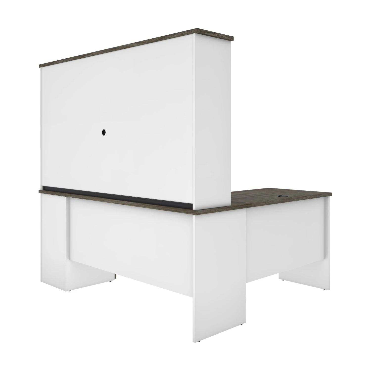 White & Walnut Gray Modern L-shaped Desk With Hutch 4 White & Walnut Gray Modern L-shaped Desk With Hutch - Image 4
