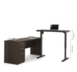 71" Dark Chocolate Single Pedestal Desk With Standing Desk Section -Home Decor Shop qQTFu61oJyBv3Sz9Mo5cT3P6gL1ipM