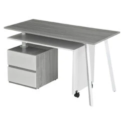 58" L-Shaped Transforming Desk In Gray & White 7 58" L-Shaped Transforming Desk In Gray & White -Home Decor Shop qZ2hBYxQ