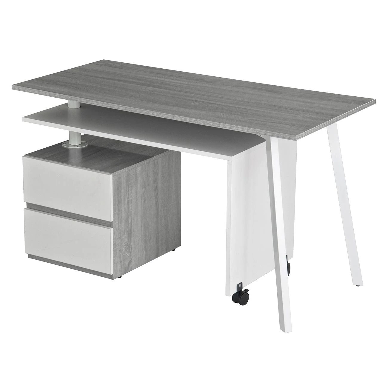 58" L-Shaped Transforming Desk In Gray & White 4 58" L-Shaped Transforming Desk In Gray & White - Image 4