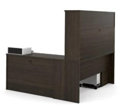 71" Dark Chocolate L-Shaped Double Pedestal Desk With Hutch -Home Decor Shop qr43XQdCIFf45U0c7Pdw37FbgJqVa7