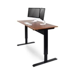 Luxor 56" Wood Veneer Standing Office Desk W/ Pneumatic Lift 8 Luxor 56" Wood Veneer Standing Office Desk W/ Pneumatic Lift -Home Decor Shop spn48f bk tk 48in pneumatic adjustable height standing desk black frame teak top angled propped 2 0241cf7e 0fff 49f0 b806 912cc84b883f