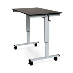 Luxor 48" Sit-Stand Black Oak Office Desk W/ Wheels