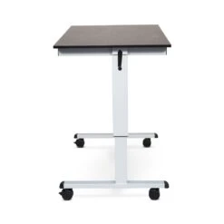 Luxor 48" Sit-Stand Black Oak Office Desk W/ Wheels -Home Decor Shop standcf48 ag bo 48in crank adjustable stand up desk silver frame black oak top side 2