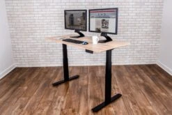 Luxor 59" Standing Desk W/ White Oak Veneer Top, Electric Height Adjustment -Home Decor Shop stande 60 bk wo 60x30 dual motor environment propped 9