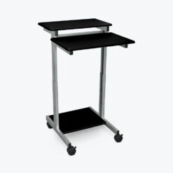 Luxor 32" Black Veneer Sit-Stand Mobile Desk For Presentations